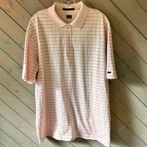 Nike Tiger‎ Woods Collection Mens XL Pink Striped Fit Dry Golf Polo Shirt XL